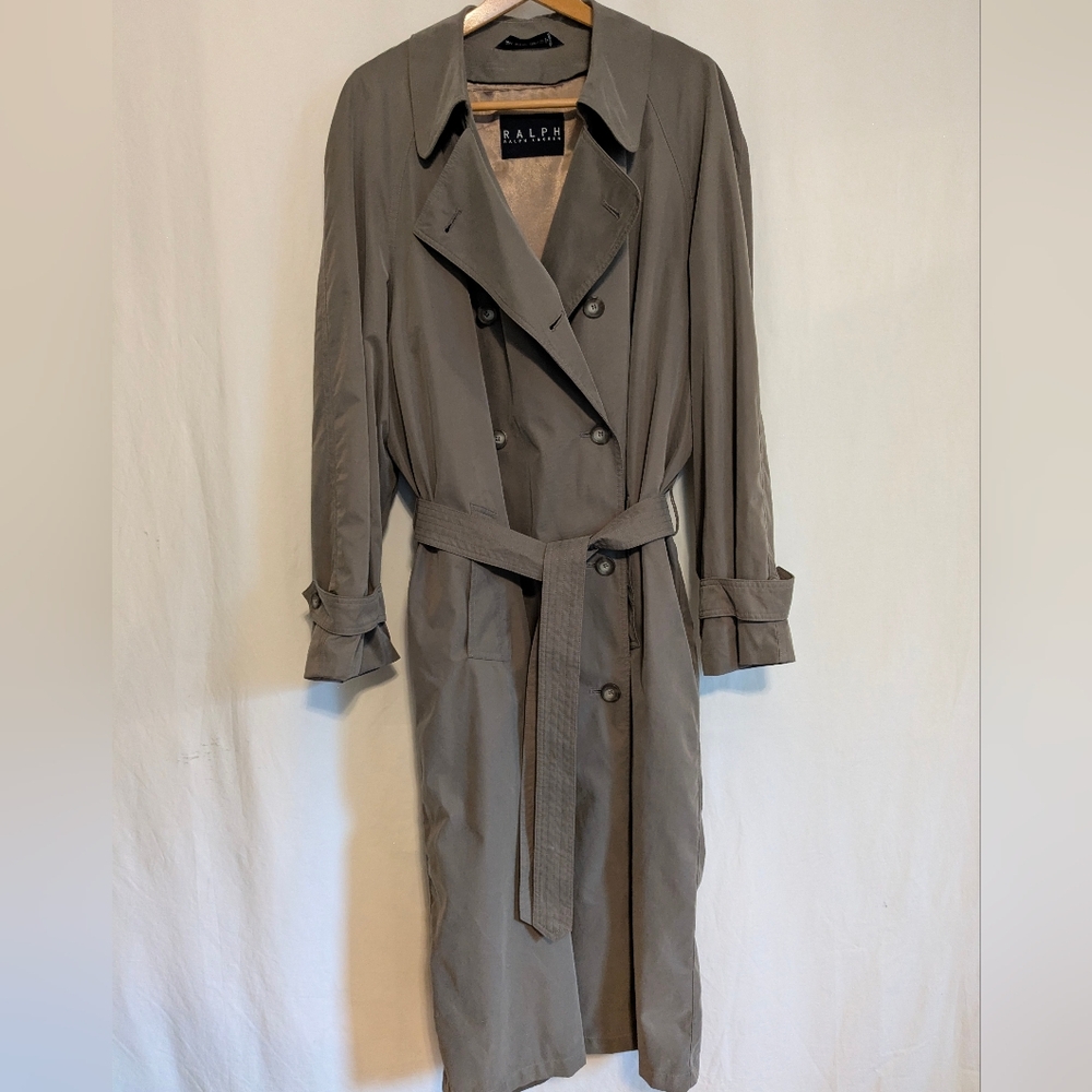 Ralph Lauren Men's Trench Coat 46L Wool Blend Zip Out Liner
